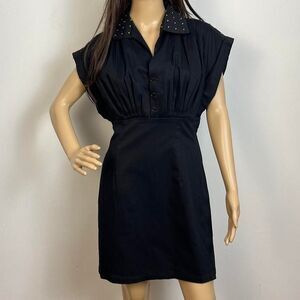Limi Feu Japanese Designer Studded Black Shirt Pencil Dress Made In Japan Small